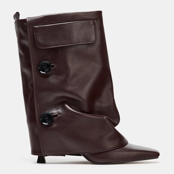 Zara Leather Gaiter Ankle Boots 1123/610/022 - Picture 6 of 9